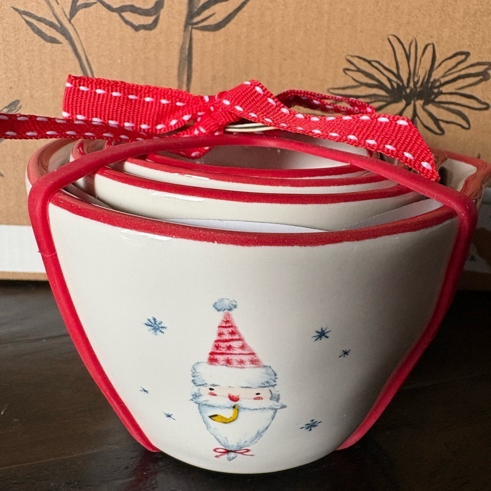 Rae Dunn Red and White Santa Measuring Cups Bowls